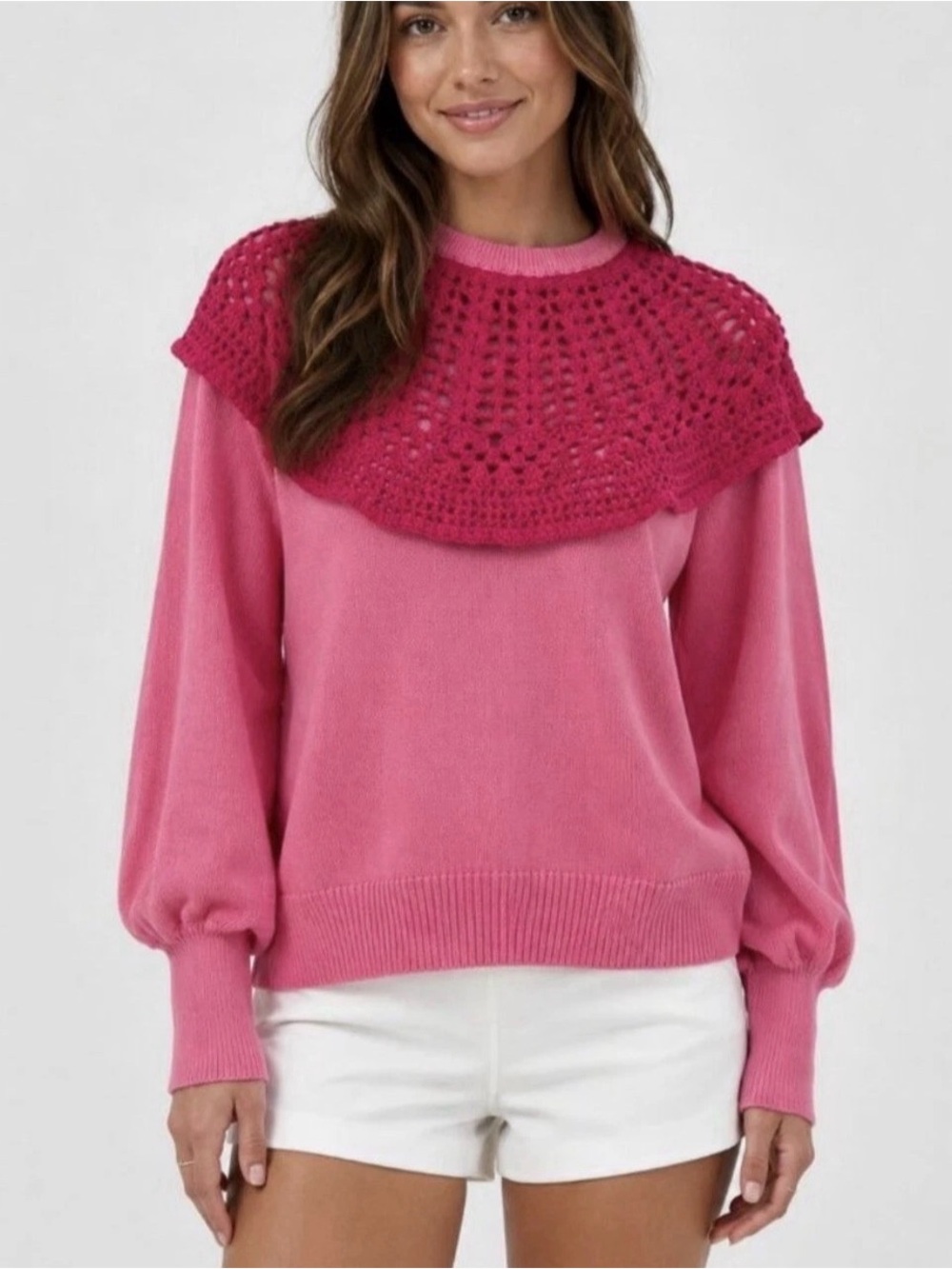 Tuckernuck NWT Crochet Bettina Long Sleeve SweaterPetunia Size XS